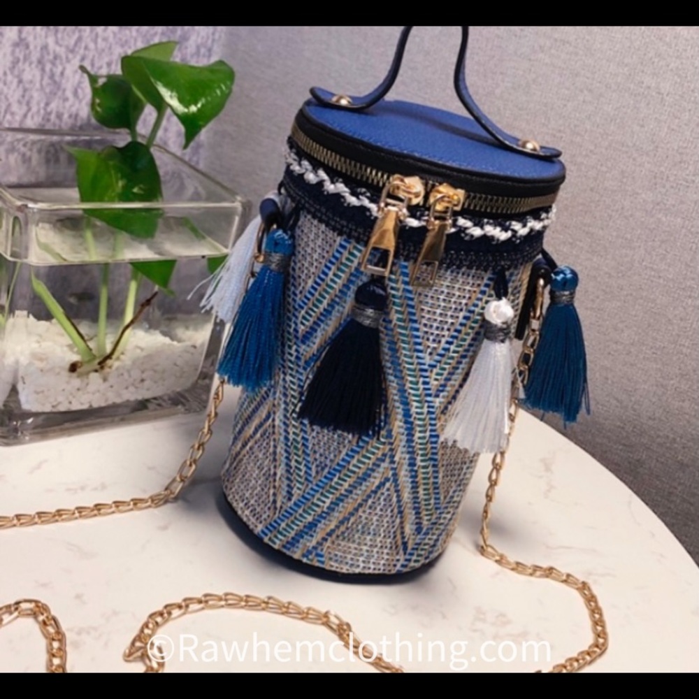 Tassel Chain Straw Woven Crossbody Bag